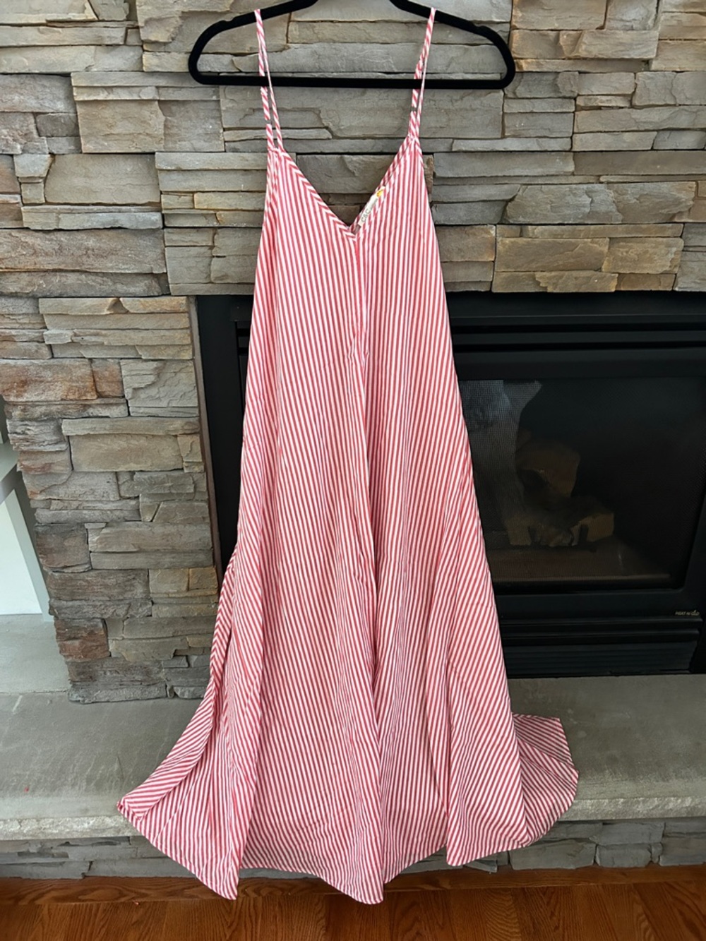 Red and White Striped Maxi Bathing Suit Cover Up
